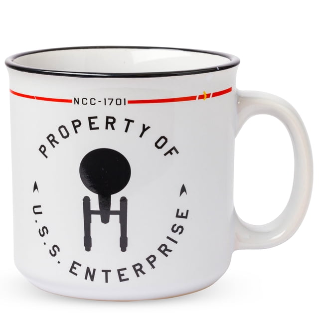 Silver Buffalo Star Trek Property of the Enterprise - Tazas, 20 onzas, color blanco y negro