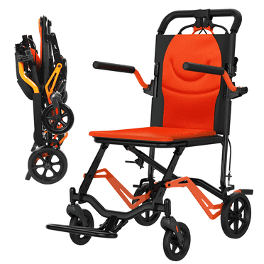 Lightweight Foldable Manual Wheelchair, Locking Handbrake Wheel Chair with Removable Flip Armrests and Swing Footrests