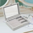 thumbnail image 4 of Jewelry Organizer Box Gift Large Capacity Holder Valentines Day for Earring Birthdays Wedding Gray, 4 of 7