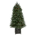 thumbnail image 4 of Nearly Natural 5' Fir Flocked Artificial Christmas Tree in Decorative Planter, Prelit with 300 LED Lights, 4 of 11