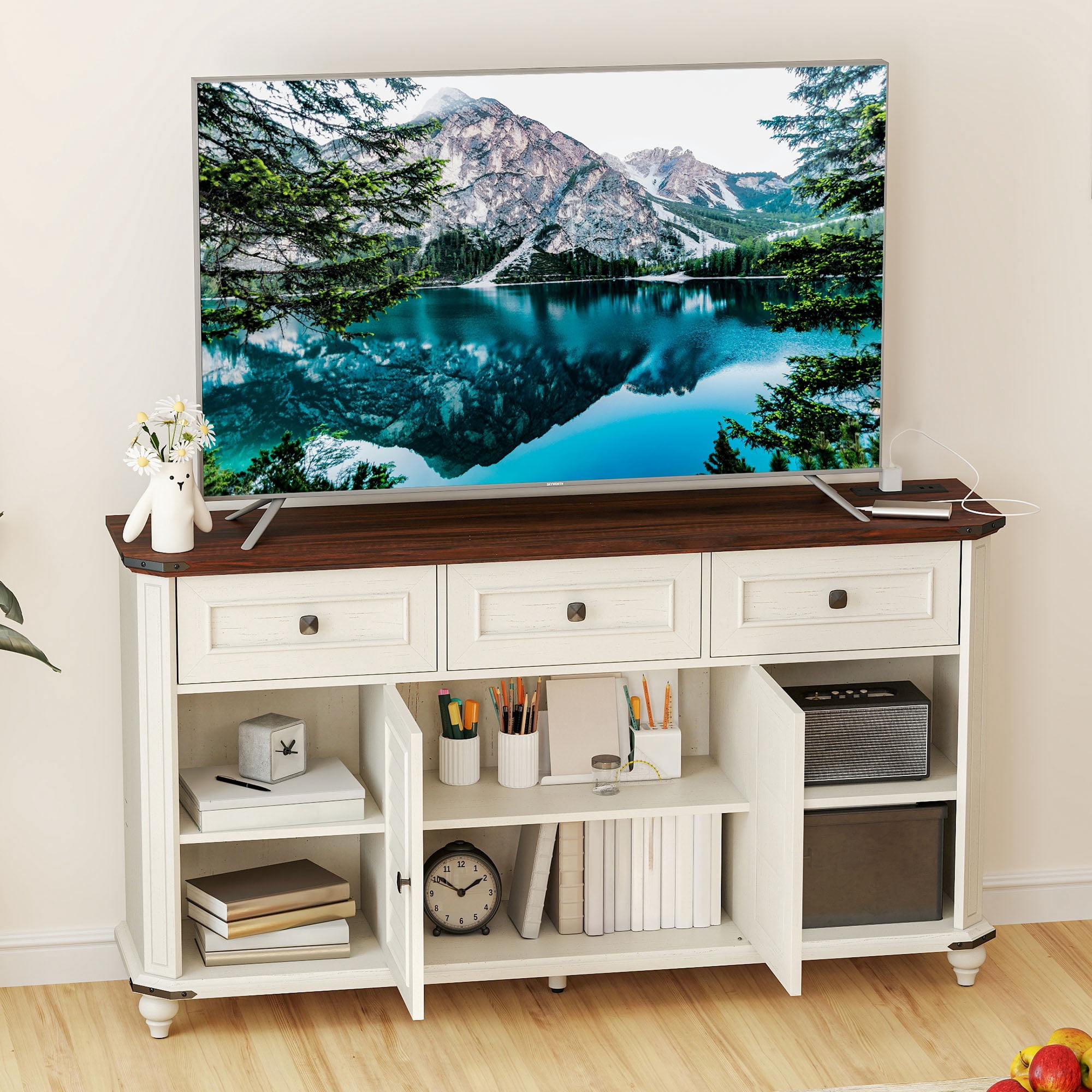Uforic TV Stand for 65" with Drawers, Entertainment Center for Living Room,TV Media Console Cabinet