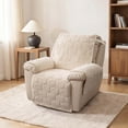 thumbnail image 3 of CJC Plush Recliner Chair Cover, Lazy Boy Chair Cover, Soft Washable Recliner Cover with Anti-Slip Elastic Straps, Pet-Friendly & Machine Washable, Off-white, 3 of 10