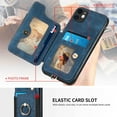 thumbnail image 5 of for iPhone 11 Phone Case Card Holder Wallet,Ring Stand,RFID-Blocking,Wrist Strap,Camera Lens Protector,Leather Shockproof Protective  Flip Cover for iPhone 11 (Blue), 5 of 14