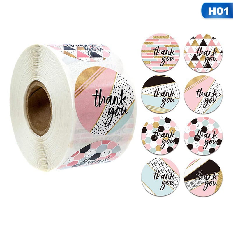 Round Thank You Hand Made With Love Labels Stickers Gift Food Craft 2.5cm