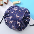 thumbnail image 2 of Bolsa de cosméticos con cordón de estilo perezoso, bolsa de almacenamiento de cosméticos de viaje, bolsa de artículos de tocador de gran capacidad, 2 of 5