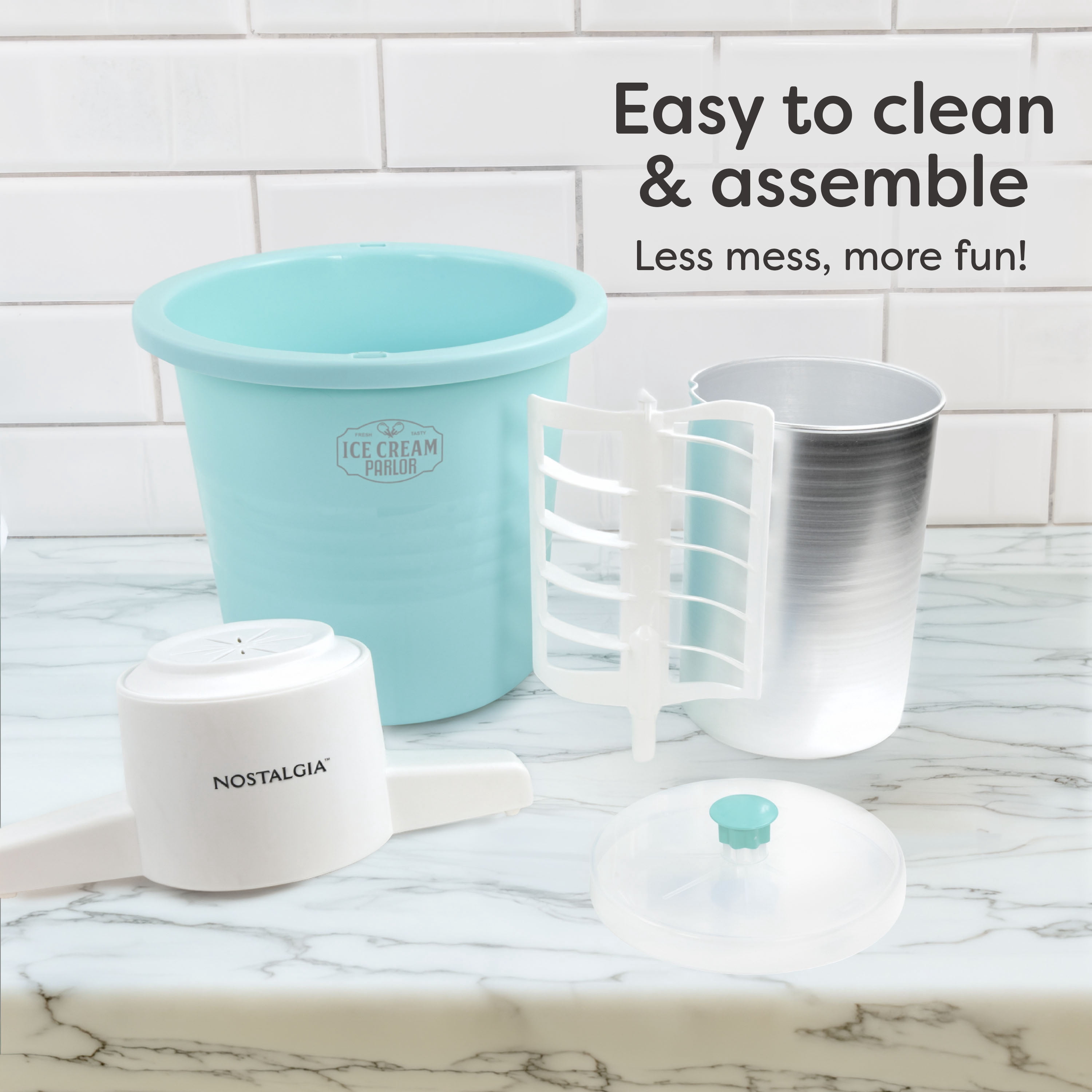 Nostalgia 4-Quart Electric Parlor-Style Ice Cream Maker, Aqua