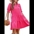 thumbnail image 3 of Vestido Plisado de Corta para Mujer, Color Rojo Rosa, Talla S, 3 of 8