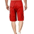 thumbnail image 6 of WREESH Men's Cargo Shorts Drawstring Elastic Waist Pocket Hoodie Overalls Sport Shorts Quarter Shorts Outdoor Workout Shorts Red, 6 of 9