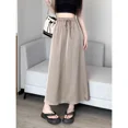 thumbnail image 2 of Falda de satén de seda de hielo de verano para mujer, vestido largo holgado, de talle alto, drapeado y elegante, de corte A, 2 of 4