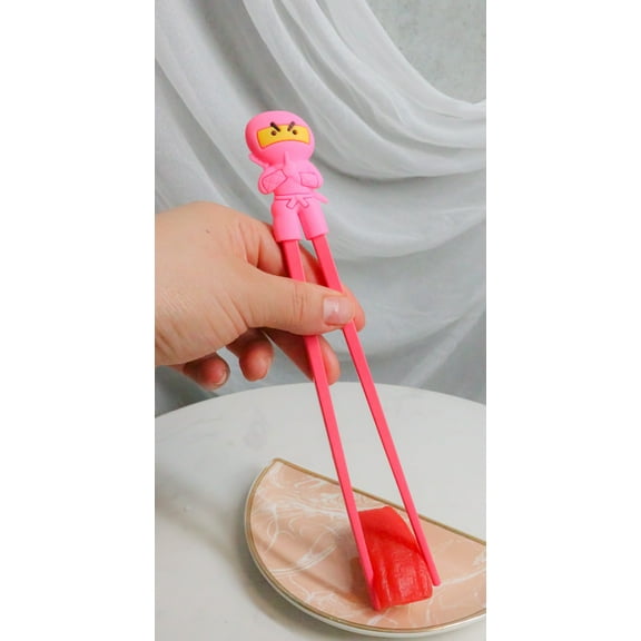 Japanese Pink Ninja Reusable Training Chopsticks Set With Silicone Guide Hinge