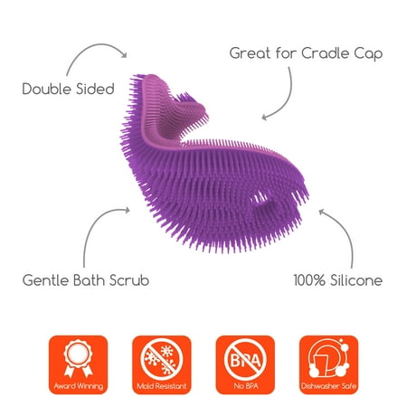 UPC: 0852865007720 | Innobaby Bathin Smart Silicone Fish Antimicrobial Bath Scrub Purple / Lavender
