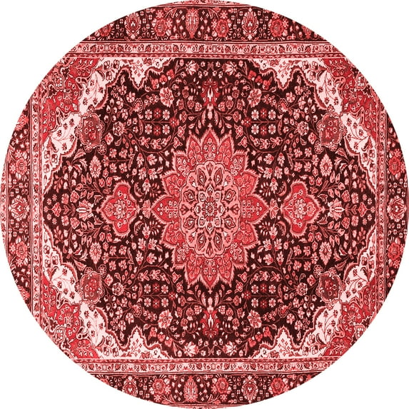 Ahgly Company Indoor Round Medallion Red Traditional Area Rugs, 6' Round