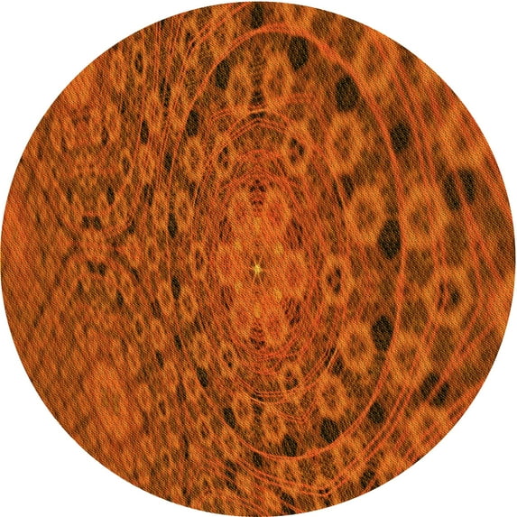 Ahgly Company Machine Washable Indoor Round Transitional Orange Red Orange Area Rugs, 3' Round