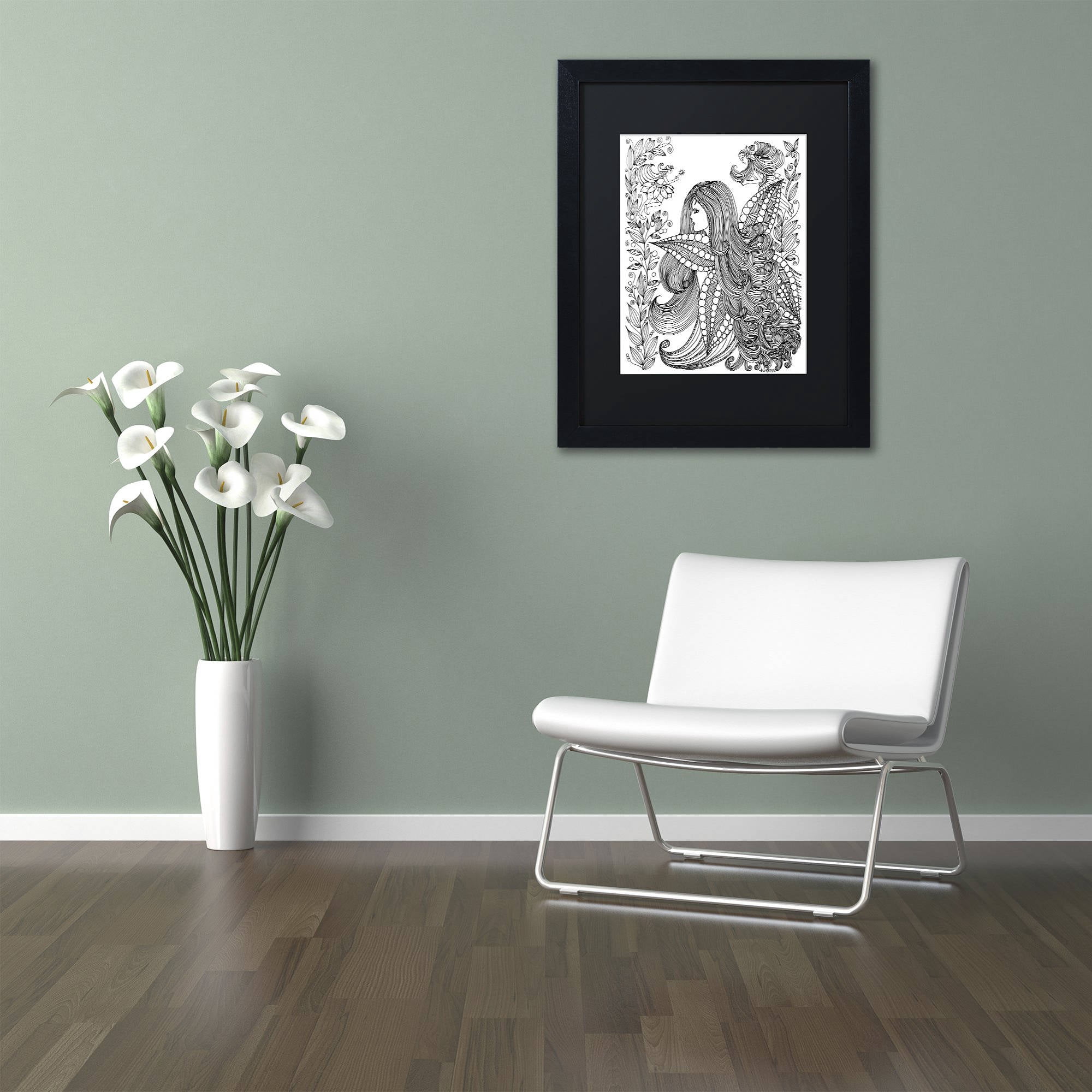 Trademark Fine Art "Fairy 11" Canvas Art by KCDoodleArt Black Matte, Black Frame