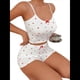 thumbnail image 4 of Conjunto de Pijama de 2 Piezas con Estampado Gráfico para Mujer, Pantalones Cortos y Top de Verano, Conjuntos de Estar por Casa Acanalados. Rojo L, 4 of 7