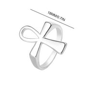 Egyptian Ankh Cross Ring - Stainless Steel, Unisex, Sizes 8-13 - Symbolic Band Ring