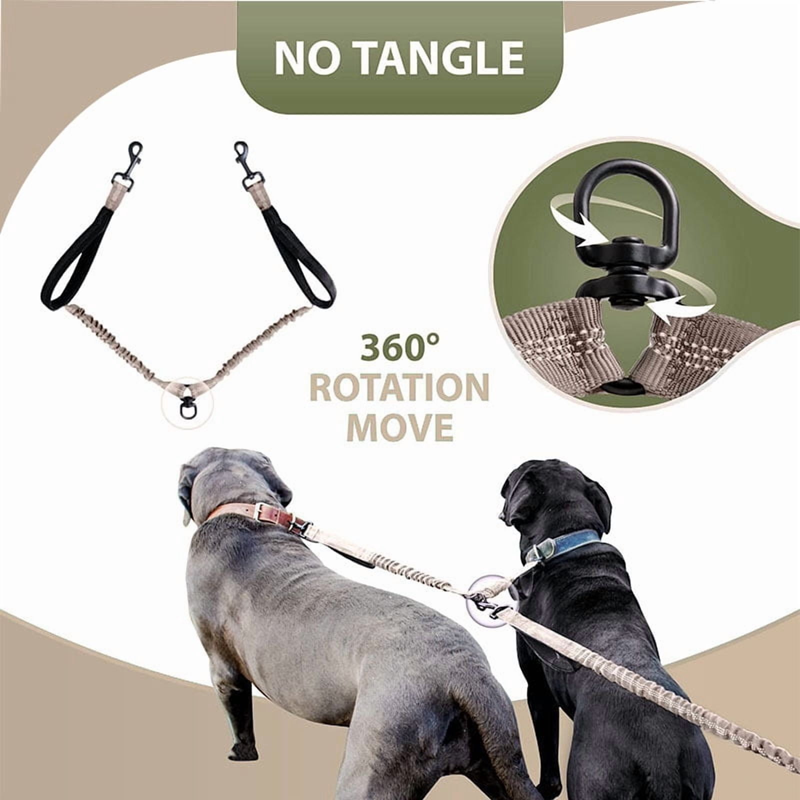 OHDufiry Pets Hands Free Double Dog Leash – Dual Leash for Medium and Large Breeds – Lead for 2 Dogs with Padded Handles, Reflective Stitches, No Pull, Tangle Free
