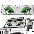 thumbnail image 2 of Uorisanigo Windshield Sun Shade Compatible with Jeep Wrangler TJ JK JL & Gladiator JT Accessories, Front Window Funny Big Eyes Green Sunshade Sun Visor Protector Foldable Block UV Rays, 2 of 7