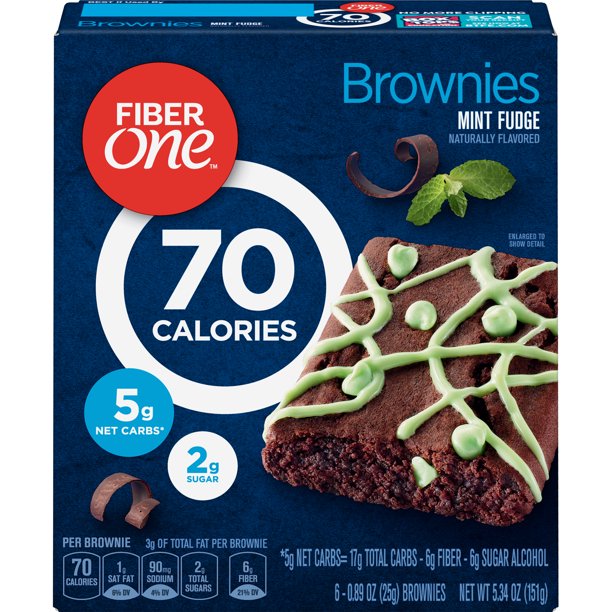 Fiber One 70 Calorie Mint Fudge Brownies,. 6ct.