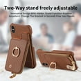 thumbnail image 6 of Compatible for iPhone XS / iPhone X Zipper Wallet Case with Card Holder, Rotation Ring Kickstand Case, PU Leather Card Slots RFID Blocking Protection Phone Case Shockproof Cover, Brown, 6 of 10