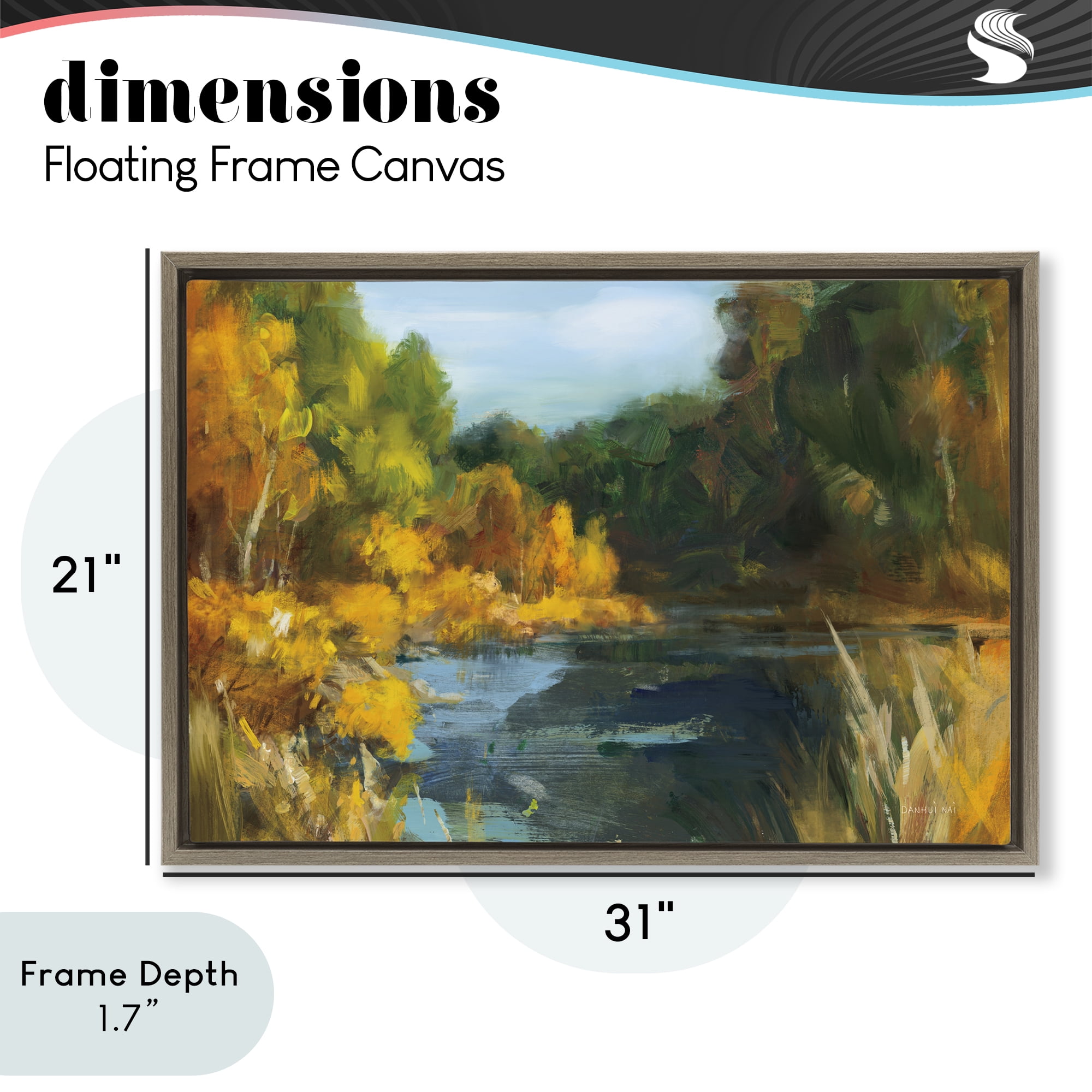 Stupell Industries Autumn River Bend Abstract Brown Framed Floater Canvas Wall Art, design by Danhui Nai