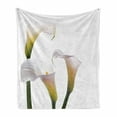 thumbnail image 1 of Flower Soft Flannel Fleece Blanket, Flourishing Calla Lilies on White Fresh Spring Bouquet Gentle Nature Theme, Cozy Plush for Indoor and Outdoor Use, 50" x 60", Green White Yellow, by Ambesonne, 1 of 6