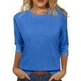 thumbnail image 2 of Blue Women's Long Sleeve T-shirt, Womens Tops Casual 3/4 Sleeve Crew Neck Shirts Loose Fit Tunic Blouses Summer Tees,Women's Long sleeve T-shirt S, 2 of 6