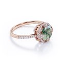 thumbnail image 3 of Halo Bezel Cluster - 1.5 Carat Asscher Cut Opaque Milky Moss Green Agate and Moissanite - Pave Engagement Ring - 18K Rose Gold Plating over Silver, 3 of 4