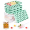thumbnail image 1 of Bandejas para cubitos de hielo Optish, paquete de 3 con tapa y papelera, 99 unidades redondas, 1 of 6