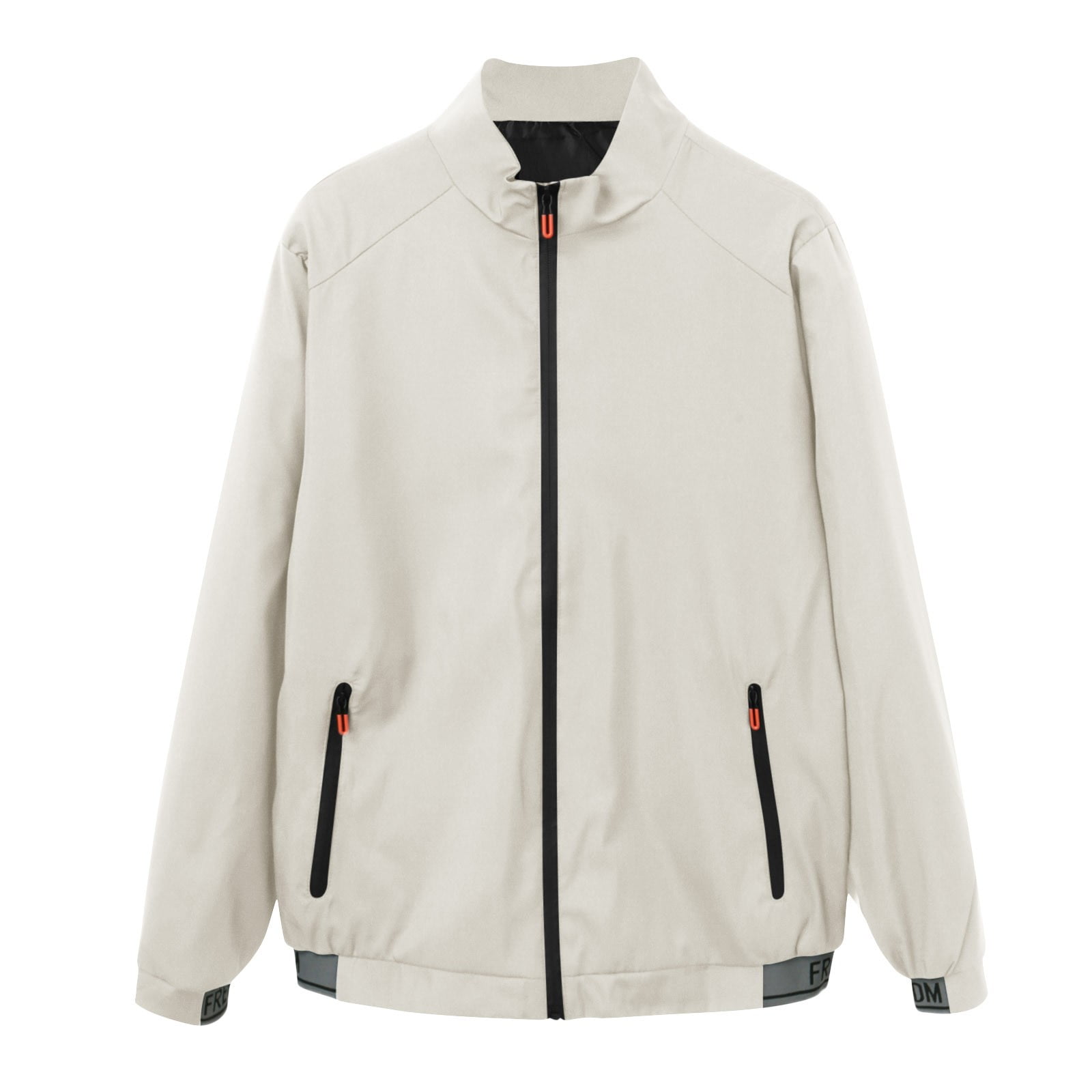 Male Casual Solid Side Seam Pocket Jacket Stand Collar Long Sleeve