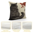 thumbnail image 4 of COMIO Farmhouse Decorative Outdoor Throw Pillow Covers for Couch Sofa Bed Vintage Fluffy Cat and Dragonfly Traditional Japanese Ink Painting Pillow Cover Modern Decor Pillow Case, 4 of 5