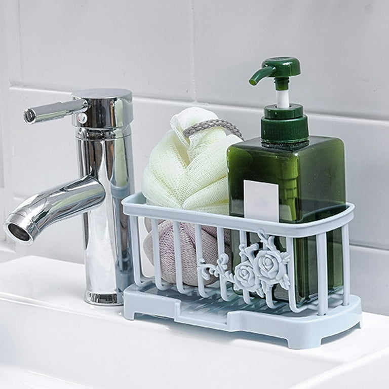 YOHOM Kitchen Sink Tidy Caddy 3-in-1 Sink Brush Holder Washing Up Sponge Caddy Dish Cloth Holder Organizer for Countertop Plastic Cleaning Sponge