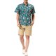 thumbnail image 2 of CAMISAS DE HOMBRE CORTAS DE INSPIRACIÓN CHIC, CON ESTAMPADO FLORAL, BOTONES EN LA PARTE FRONTAL, CAMISA DE PLAYA HAWAIANA, 34 VERDE BLANCO, 2 of 6