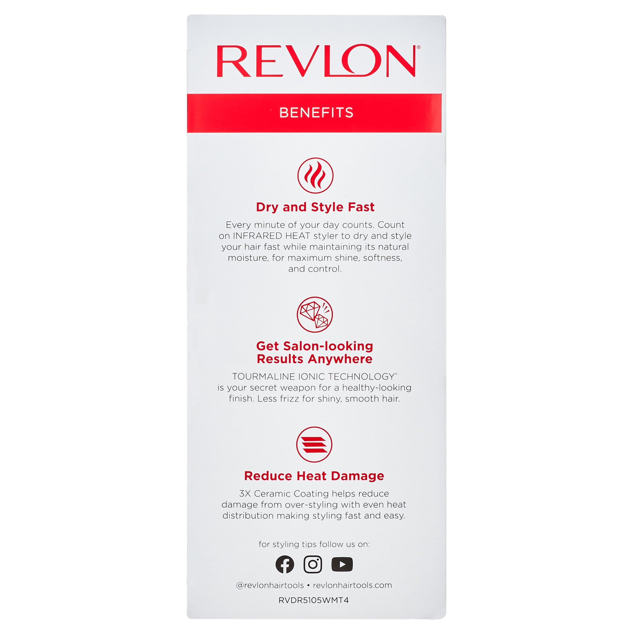 Revlon 1875W Infrared Heat + Ceramic Hair Dryer, White