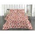 thumbnail image 2 of Ambesonne Butterflies Quilted Bedspread Set 3 Pcs, Butterfly Spring Forest, King, Coral Salmon Dried Rose, 2 of 4