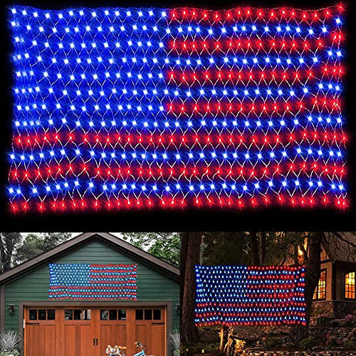 American US Flag 420 LED String Light July 4th Decorative Hanging Net Lights 