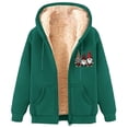 thumbnail image 2 of Cutuoiiu Women's Christmas Pattern Fleece Hoodie Soft Sherpa Lined Coat with Drawstring Hood and Full Zip Gifts, 2 of 5