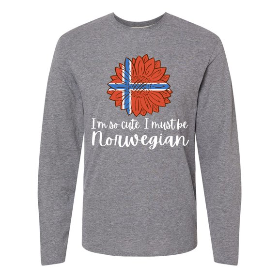 Inktastic I'm So Cute, I Must be Norwegian Sunflower Norway Flag Long Sleeve T-Shirt