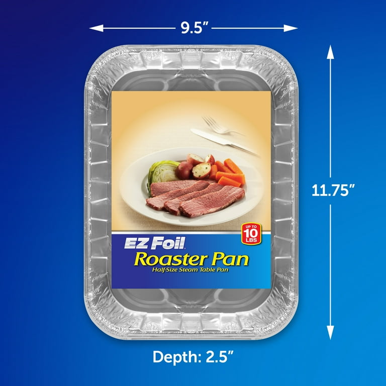 EZ Foil 10 LB Disposable Roasting Pans, Half-Size Steam Table Foil