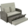thumbnail image 4 of PE Wicker Rattan Double Chaise Lounge, 2-Person Reclining Daybed with Adjustable Back and Cushions, Free Furniture Protection Cover (Gray), 4 of 11