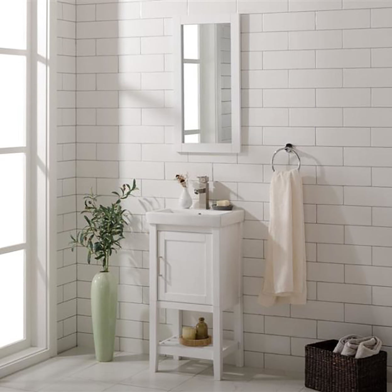 Indoor Home Decorative Bathroom, Washroom, Kitchen 18" White Sink Vanity