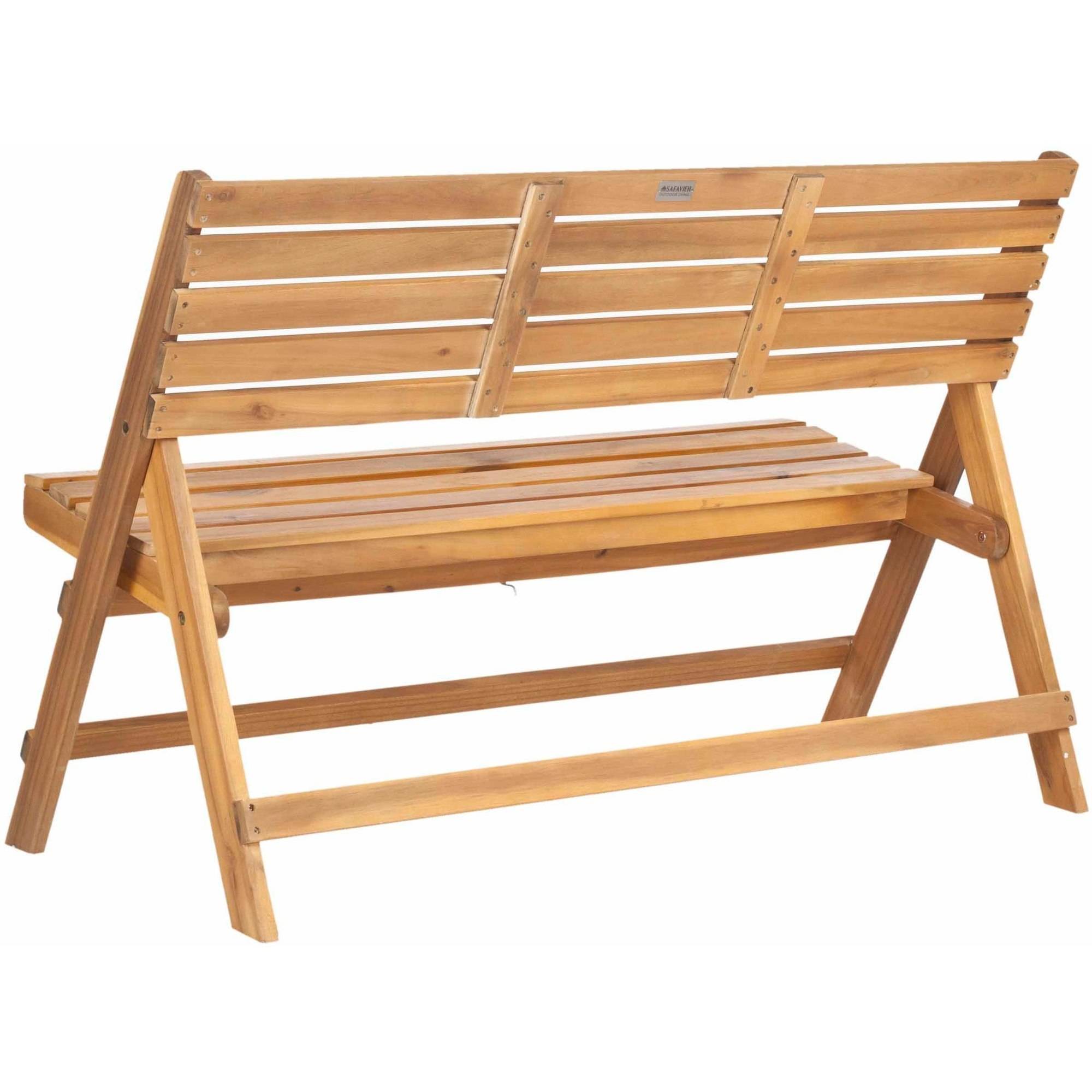 SAFAVIEH Luca Outdoor Patio Acacia Folding Bench, Natural Brown