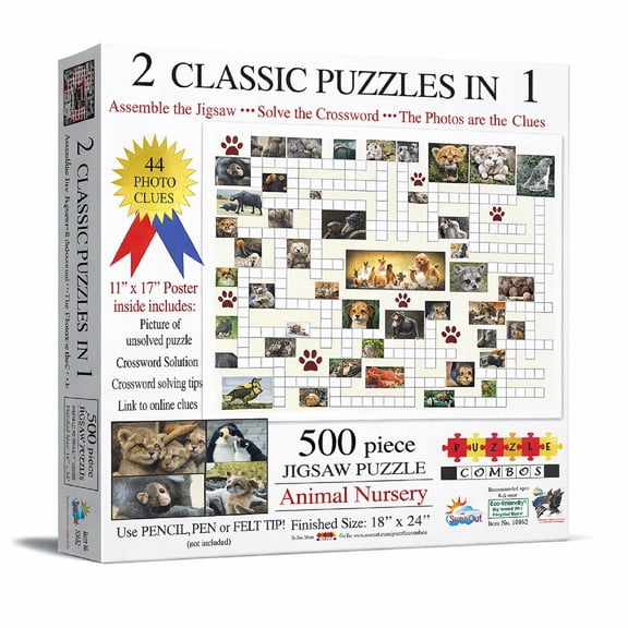 SUNSOUT INC - Animal Nursery - 500 pc Puzzle Combo Jigsaw Puzzle by Artist: Irv Brechner - Finished Size 18" x 24" - MPN# 10160