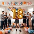 thumbnail image 2 of Gold Number 18 Mylar Foil Balloon 40" - Helium or Air Inflatable Metallic Balloons for 18th Happy Birthday Party, Anniversary, Graduation Decorations, 2 of 7