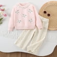 thumbnail image 4 of Cethrio Girls Knitted Outfit Sets, Long Sleeve Pullover Fall 2 Piece Girls' Clothing Sets Pink Size 7-8 T, 4 of 5