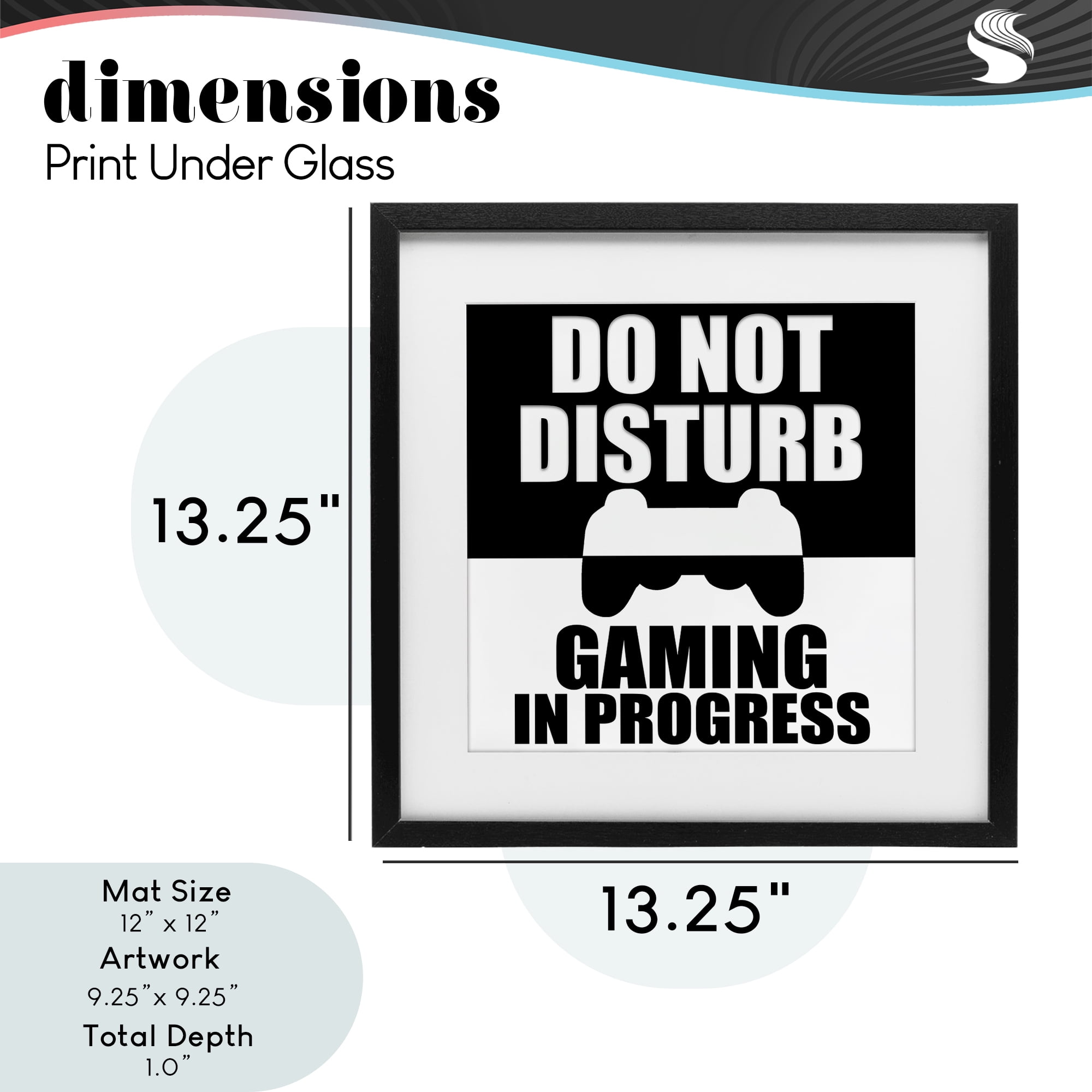 Do Not Disturb Minimal Gamer Black Framed Print Under Glass, design by Kim Allen