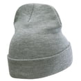 thumbnail image 3 of Bat Insignia Embroidered 12 Inch Long Knitted Beanie - Heather Grey OSFM, 3 of 5