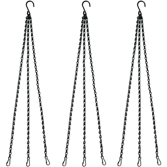 Benvo 24 inch Long Hanging Chains for Plants Flower Pot Basket Chains 3 Point Replacement Chain Hangers for Lanterns, Bird Feeders, Planters and Other Ornaments (Pack of 3)