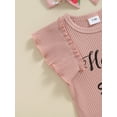 thumbnail image 7 of Suealasg Baby Girl Clothes 3 6 12 18 Months Fly Sleeve Letter Print Romper +Fruits Print Shorts +Headband 3Pcs Newborn Girls Summer Outfit, 7 of 7