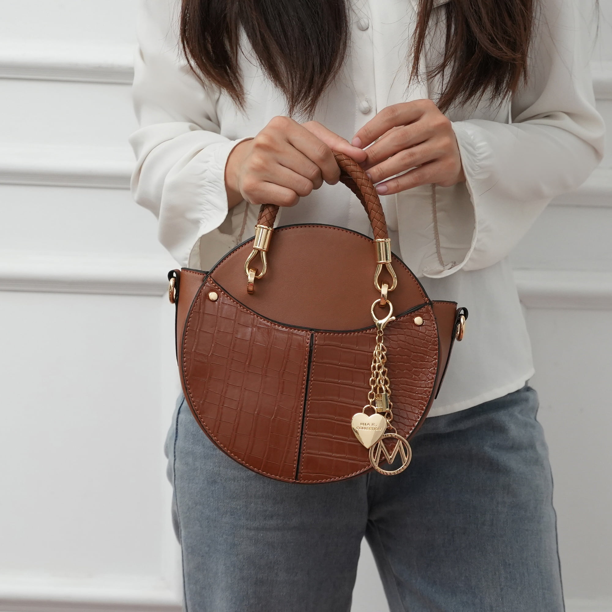 MKF Collection Nobella Croco Women’s Crossbody Vegan Leather Functional and Trendy Handbag by Mia K. - Taupe